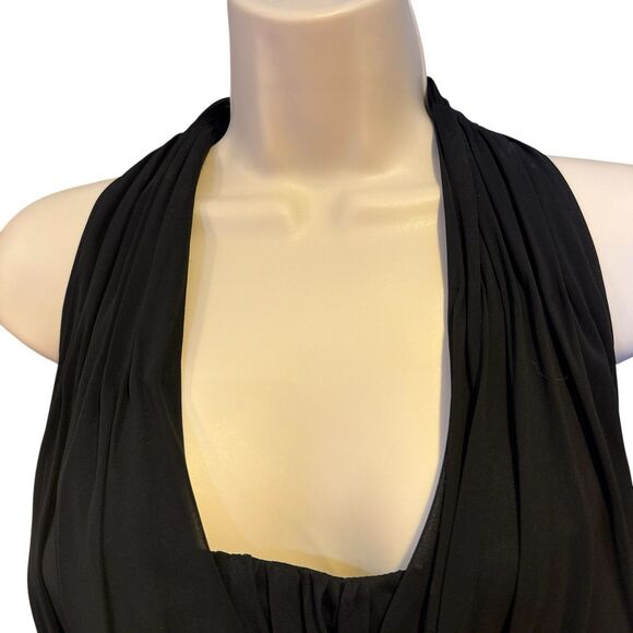 Nicole Miller Platinum Black Halter Evening Gown Size 16 Rhinestone Waist - Picture 11 of 16